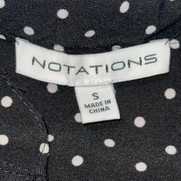 Notations Black & White Polka Dot Sleeveless Button-Down Blouse S - Picture 2 of 8